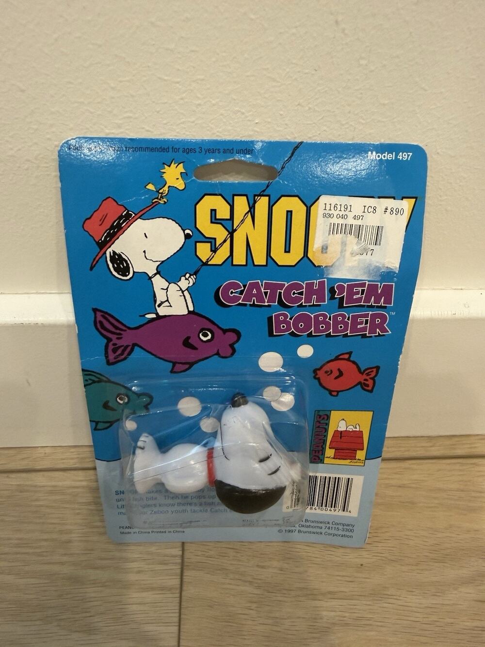 Vintage Peanuts Snoopy Catch' EM Bobber Zebco NOS Fishing model 497 NEW